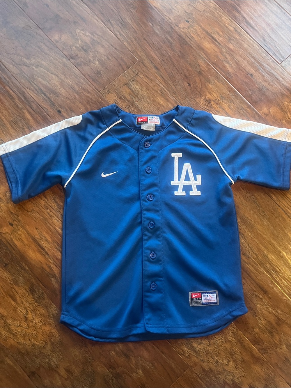 Nike LA Dodgers Royal Blue Button Jersey with White Accents